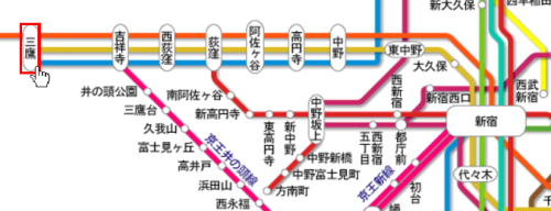 路線図「新宿」～「三鷹」